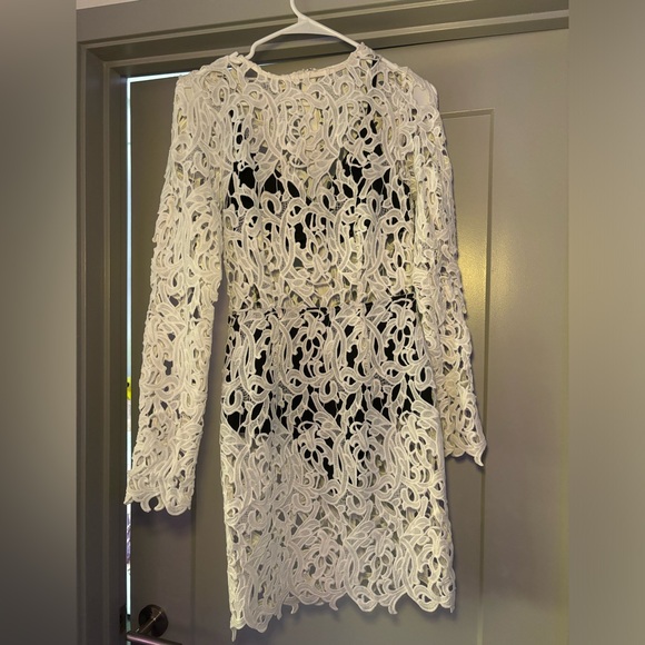 Lace Crochet Appliqué Style White Dress - Picture 3 of 7